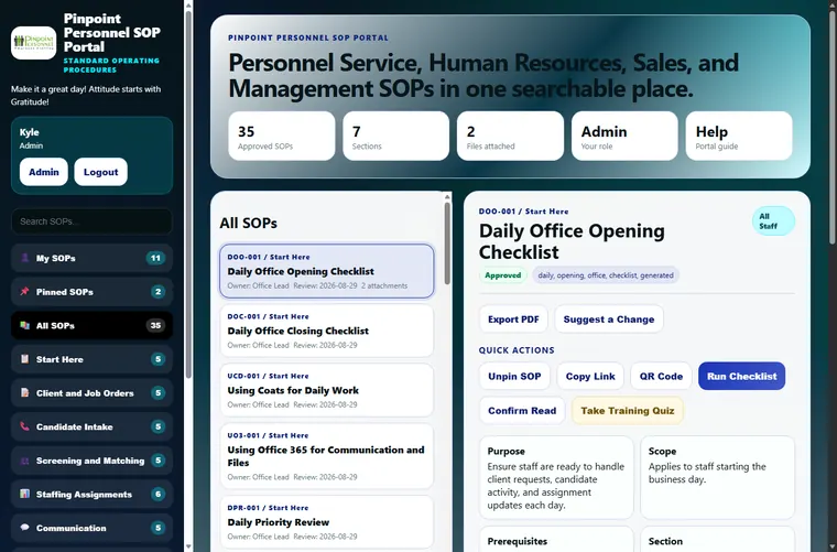 Staff search dashboard screenshot